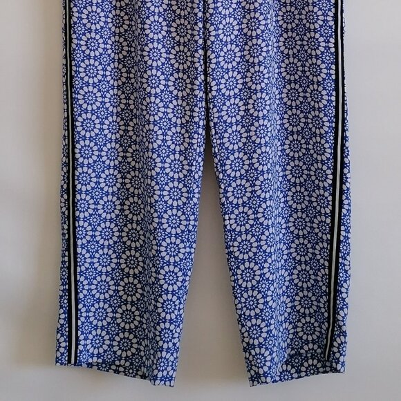 Talbots Womens Blue & White Mykonos Stretchy Waist Wide Leg Ankle Pants Size M - Picture 3 of 8